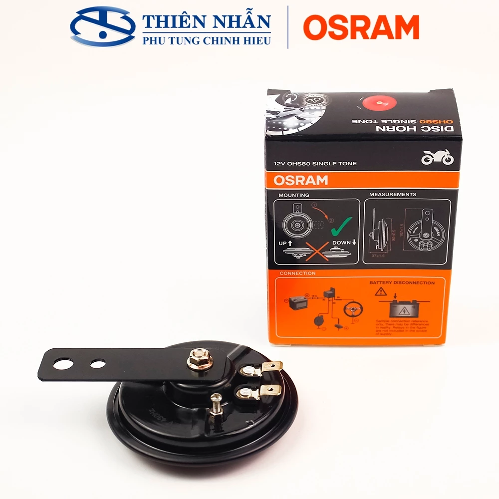 Còi dĩa xe máy OSRAM Disc Horn OHS80 Single Tone Red - Còi dĩa 2 tầng đặc biệt phù hợp cho xe tay ga - Ảnh 2