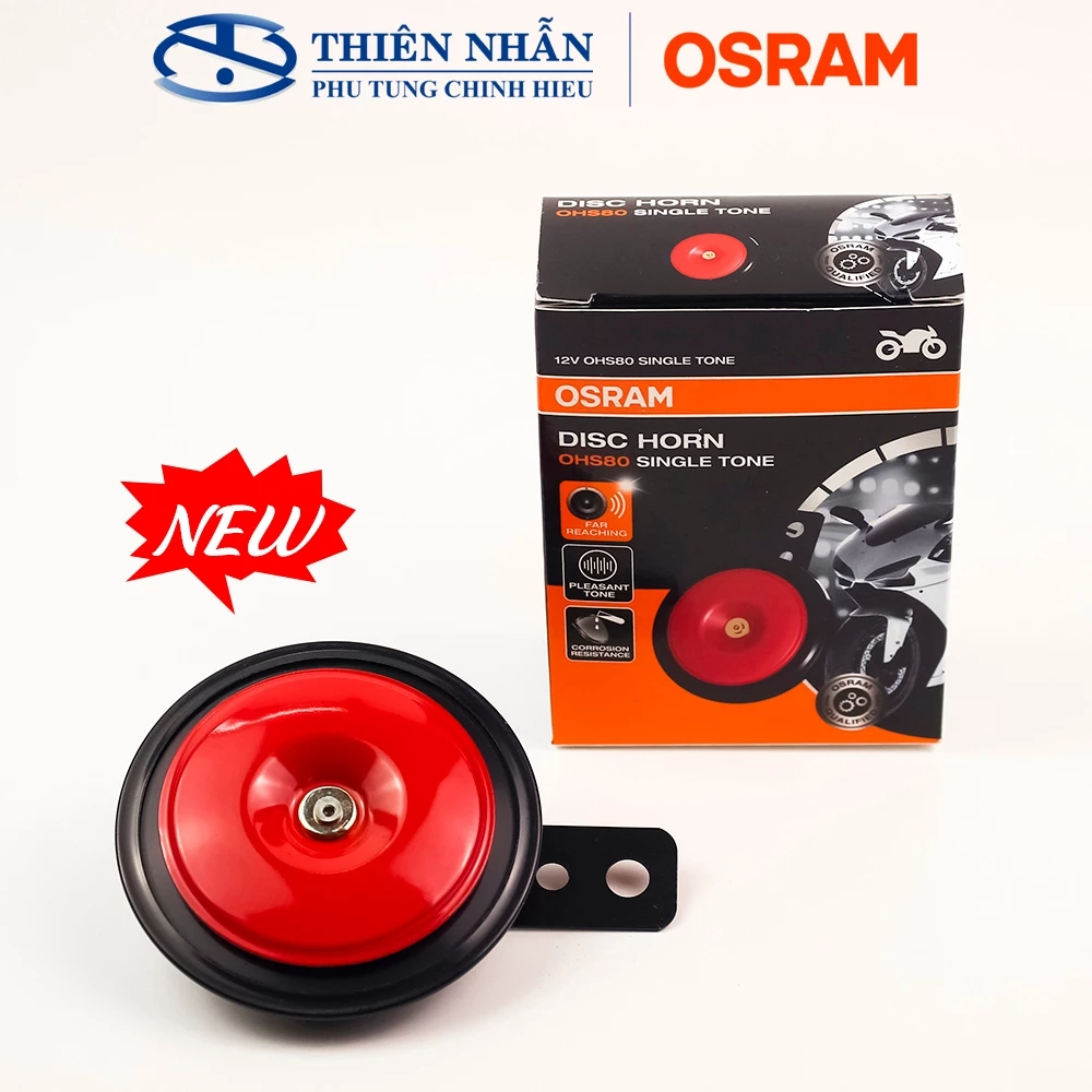 Còi dĩa xe máy OSRAM Disc Horn OHS80 Single Tone Red - Còi dĩa 2 tầng đặc biệt phù hợp cho xe tay ga